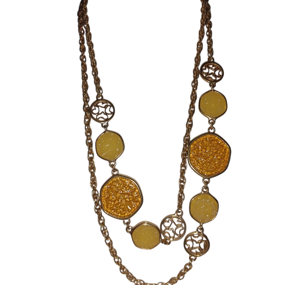 Sarah Coventry Gold Tone and Yellow Necklace